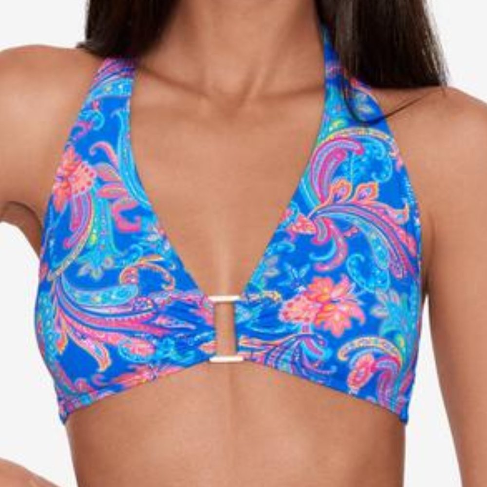 NWT Lauren Ralph Lauren Paisley Halter Bikini Top